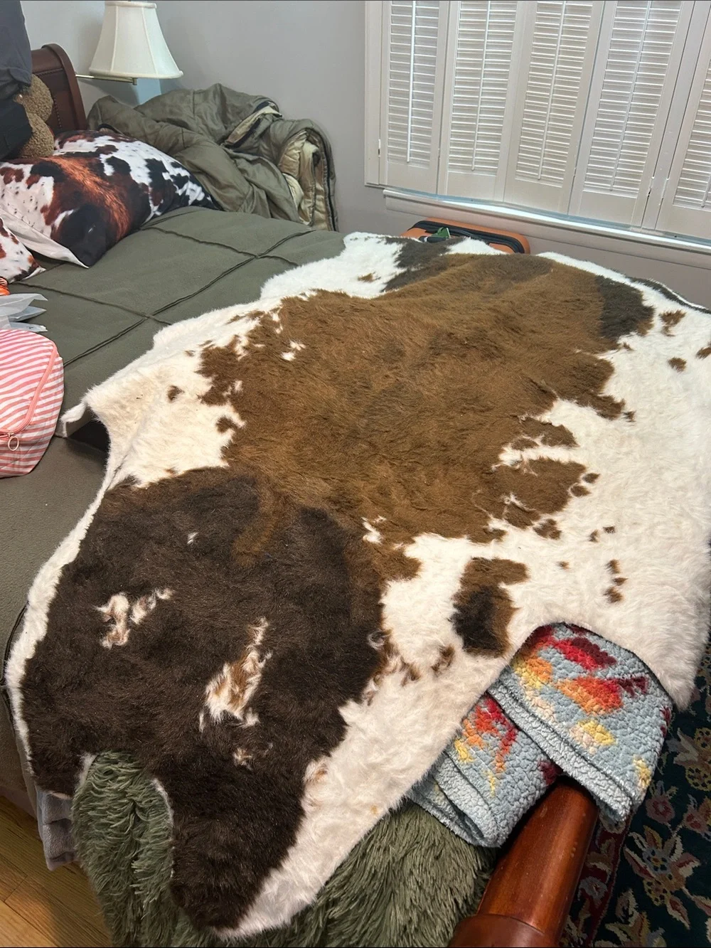 Rustic Cowhide Print Comforter, Pillow Sham Set and Large Rug